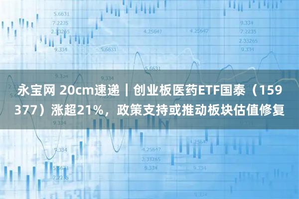 永宝网 20cm速递｜创业板医药ETF国泰（159377）涨超21%，政策支持或推动板块估值修复