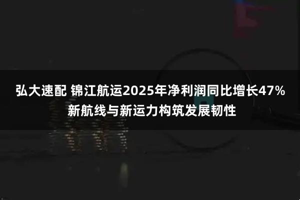 弘大速配 锦江航运2025年净利润同比增长47% 新航线与新运力构筑发展韧性