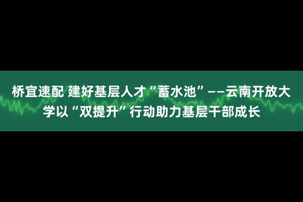 桥宜速配 建好基层人才“蓄水池”——云南开放大学以“双提升”行动助力基层干部成长